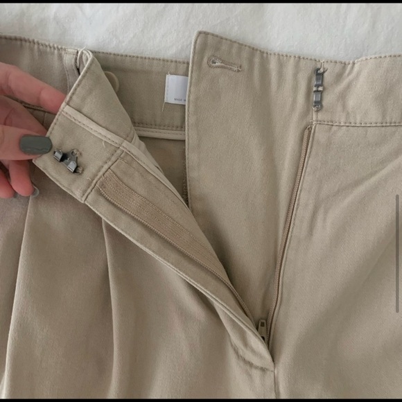 Oak + Fort Wide Leg Trouser Pant in Cream - Picture 7 of 9